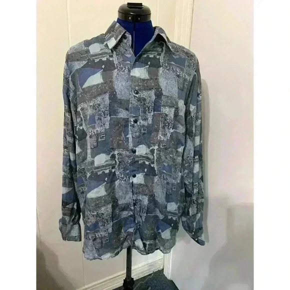 Chivalry Other - Vintage 80's Chivalry Silk Shirt Men's Size Large Abstract Long Sleeve Button Up